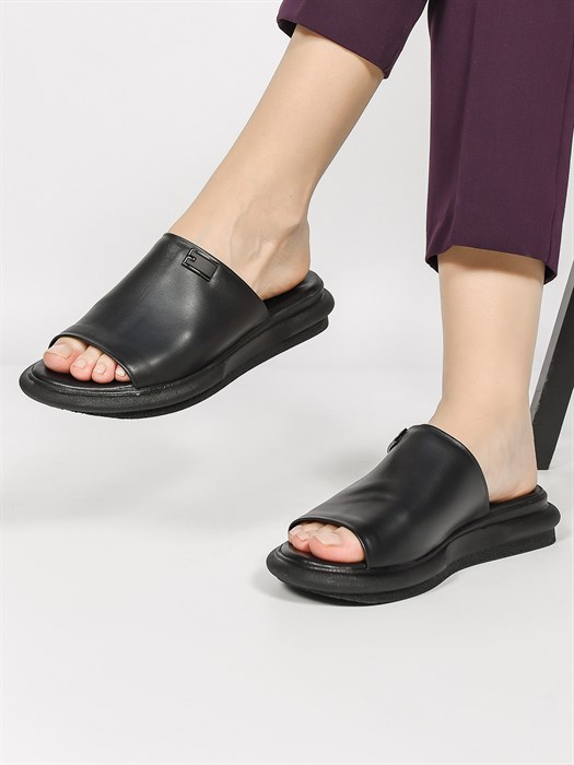 Сабо кожаные / Шлепки тренд 24662 Siyah - фото 31684