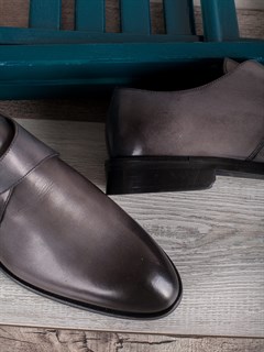 Мужские броги из натуральной кожи/ Стильные мужские туфли 2200-00 Серый - фото 19287