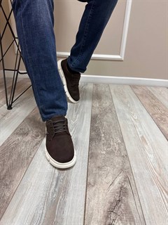 Кеды мужские Турция / Классические кроссовки в стиле casual 0090-L1 Темно-коричневый - фото 20141