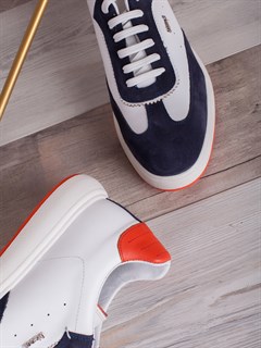 Кеды мужские Турция / Классические кроссовки в стиле casual 42000-01 Темно-синий - фото 20382