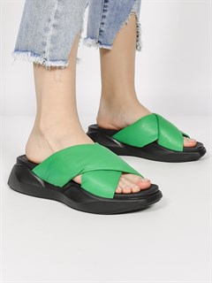 Сабо кожаные / Шлепки тренд 301 Terlik Yesil Великаны - фото 31935