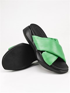 Сабо кожаные / Шлепки тренд 301 Terlik Yesil Великаны - фото 31937