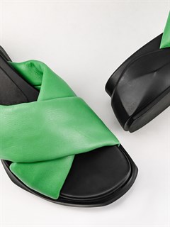 Сабо кожаные / Шлепки тренд 301 Terlik Yesil Великаны - фото 31938