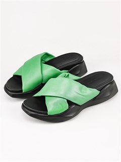 Сабо кожаные / Шлепки тренд 301 Terlik Yesil Великаны - фото 31939